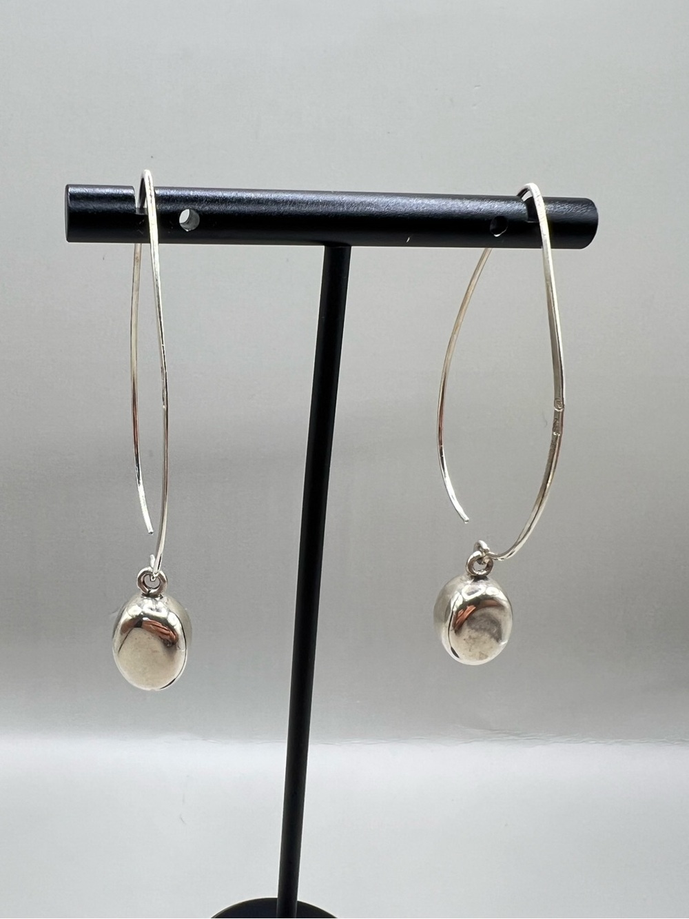 Silpada Silver Hoop Drop Earrings with Rounded Charms - Picture 2 of 7